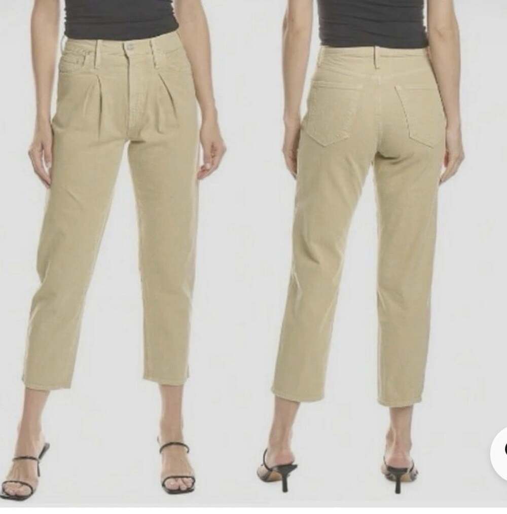 MOTHER Superior The Inside Out Pleated Ankle Tapered Jean Size 29 Pale Green